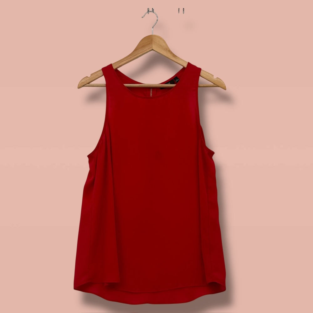 APT 9 Red Gold Zipper Back Sleeveless Flowy A-Line Blouse Top Large